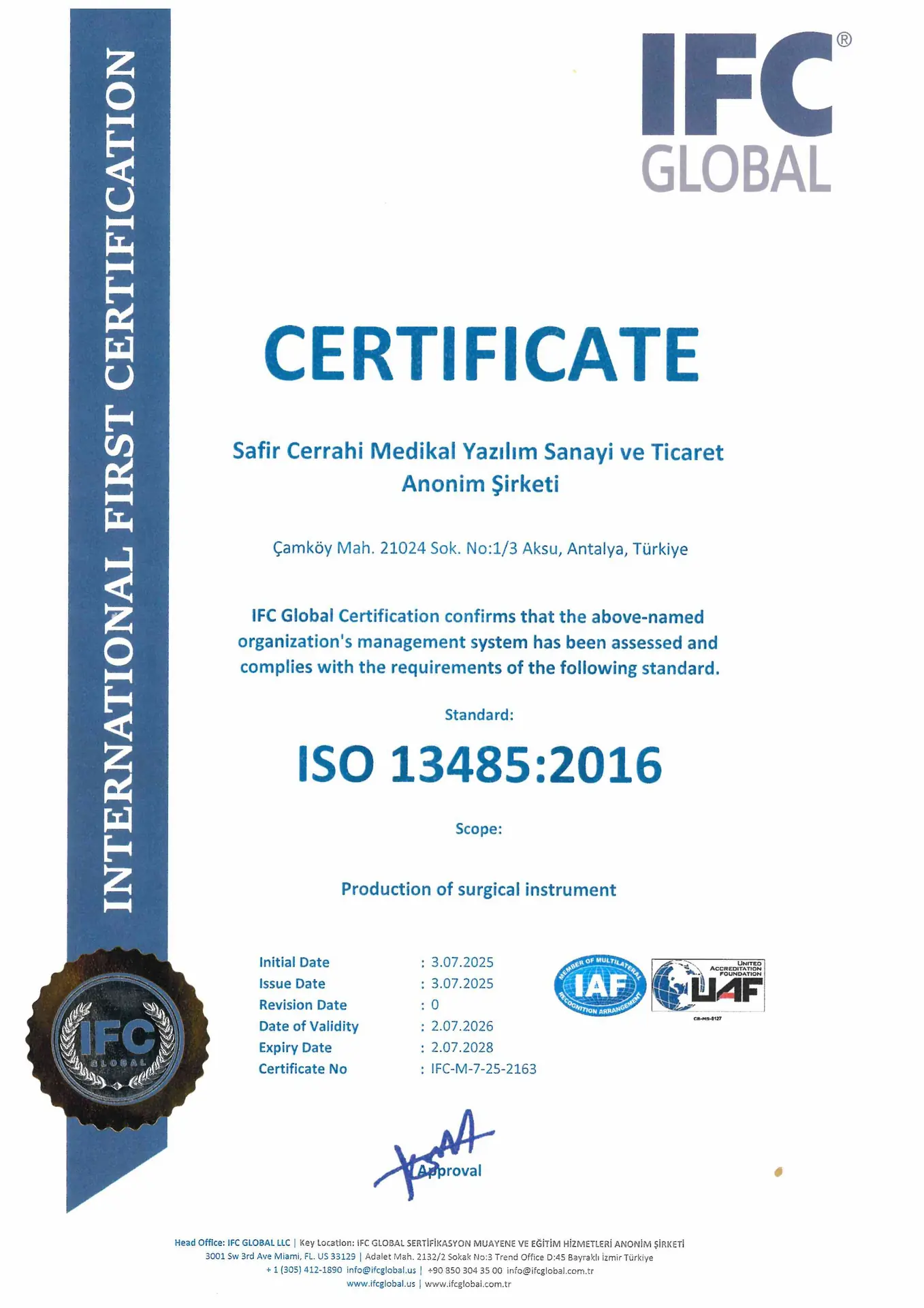 SAFİR ISO 13485