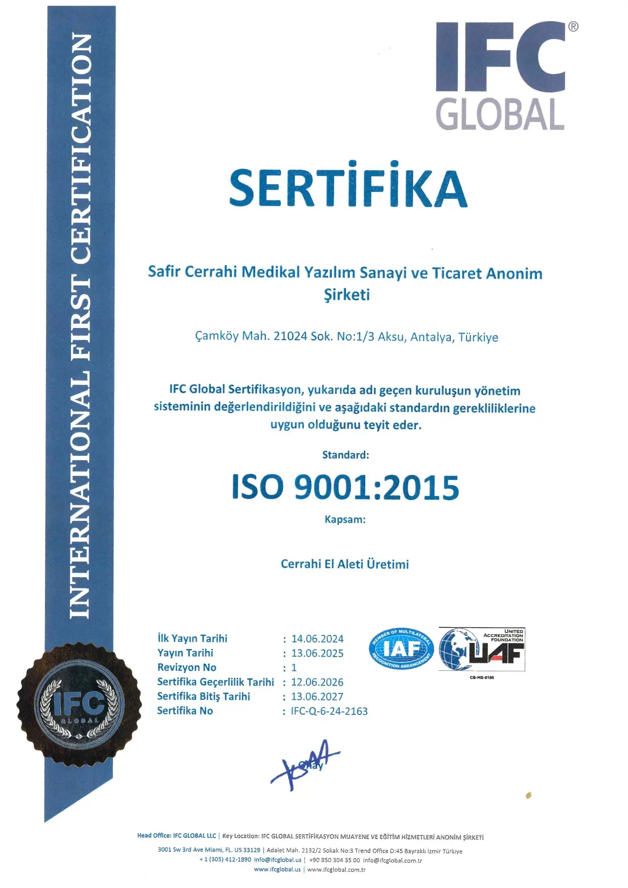 SAFİR ISO 9001